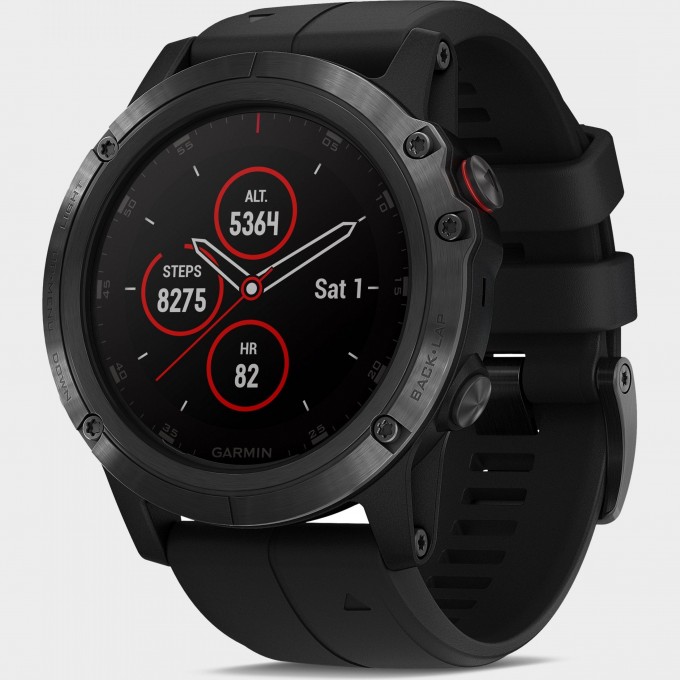 Часы GARMIN FENIX 5s Plus черные с черным ремешком 010-01987-21