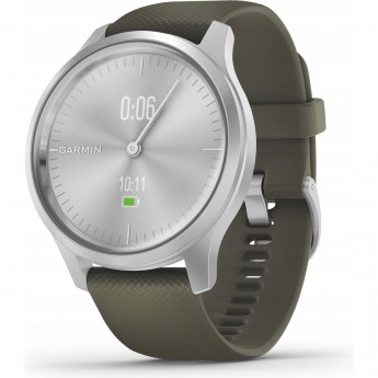 Часы GARMIN VIVOMOVE STYLE серебристый с травяным силиконовым ремешком