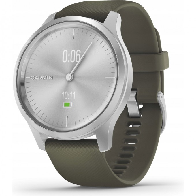 Часы GARMIN VIVOMOVE STYLE серебристый с травяным силиконовым ремешком 010-02240-21