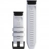 Ремешок сменный для GARMIN FENIX 6S 20MM WHITE SILICONE WITH BLACK HARDWARE 010-12865-00