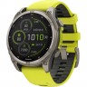 Смарт-часы GARMIN FENIX 8 – 47 мм, Solar Sapphire, титан с ярко-желтым/графитовым силиконовым ремешком 010-02906-21